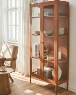 Vetrina con illuminazione a LED HARTY Metallo 80 cm Marrone dorato