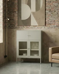 Vetrina in vetro ESHOLT Metallo 80 cm Beige chiaro