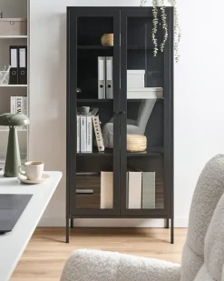 Vetrina in vetro HARTY Metallo 80 cm Nero
