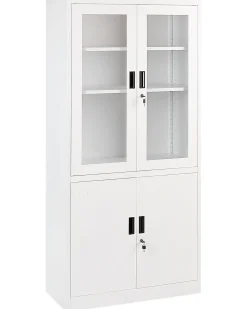 Vetrina in vetro MALACHITE Metallo 90 cm Bianco