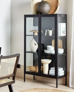 Vetrina in vetro NASH Metallo 90 cm Nero